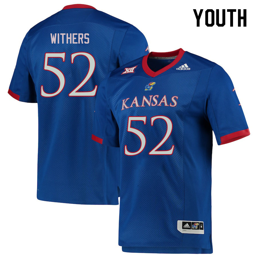 Youth #52 D.J. Withers Kansas Jayhawks College Football Jerseys Sale-Royal